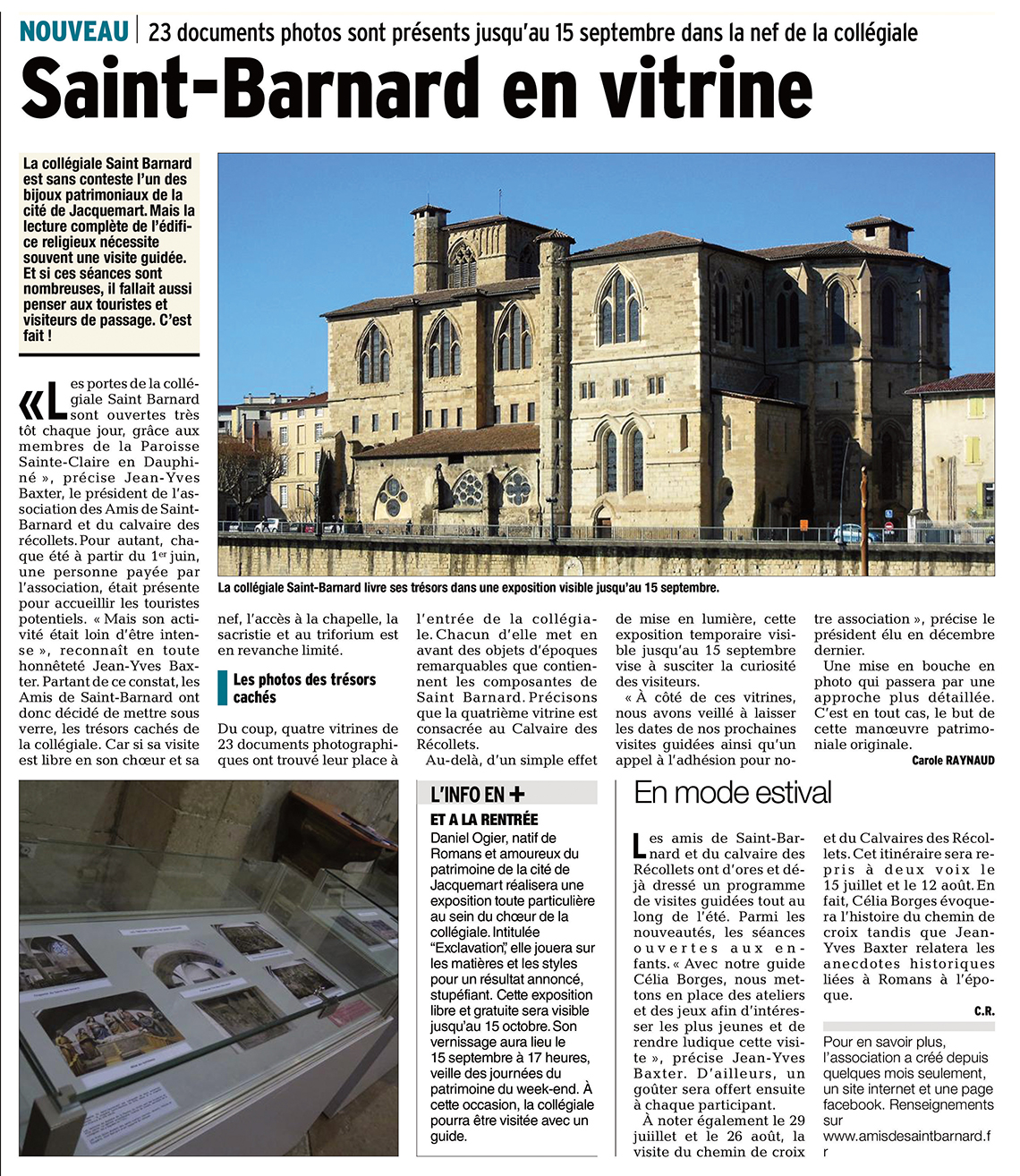 Le Dauphiné Libéré, 11 juin 2017 : Saint-Barnard en vitrine