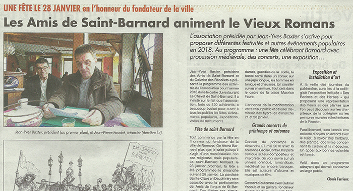 L’Impartial, 4 janvier 2018 : Les Amis de Saint-Barnard animent le Vieux Romans