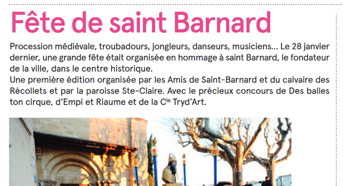 Romans Mag, 20 février 2018 : Fête de saint Barnard