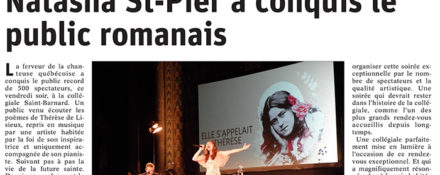 Le Dauphiné Libéré, 18 mars 2019 : Natasha St-Pier a conquis le public romanais