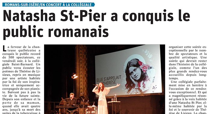 Le Dauphiné Libéré, 18 mars 2019 : Natasha St-Pier a conquis le public romanais
