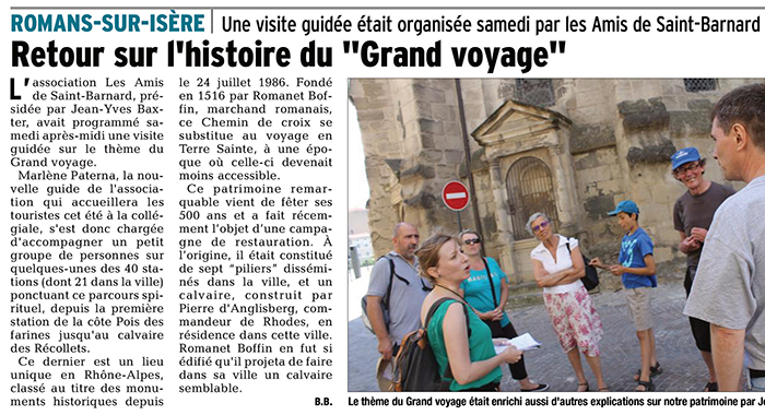 Le Dauphiné Libéré, 19 juillet 2017 : Retour sur l’histoire du « Grand voyage »