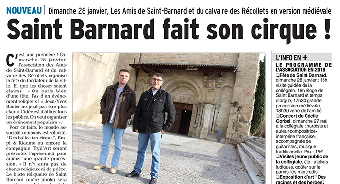 Le Dauphiné Libéré, 26 décembre 2017 : Saint Barnard fait son cirque !